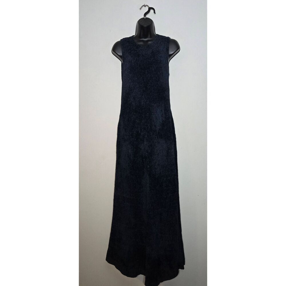 Creatures of Comfort Dress Size Medium Navy Chenille Sleeveless Maxi